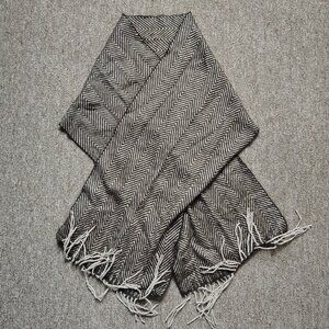 VINTAGE SOFTER THAN CASHMERE Scarf Unisex 12x61 Brown Acrylic Herringbone